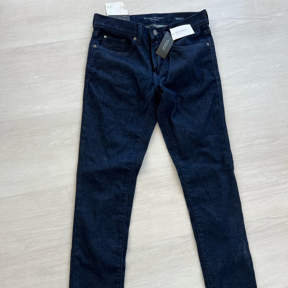 Banana Republic Traveler Slim Fit Jean Men's 28x32 Dark Blue Cotton Blend